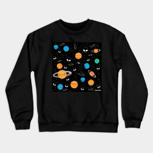 ufo alien pattern ecopop Crewneck Sweatshirt